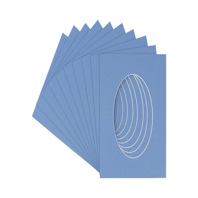 Brittany Blue Acid Free 6x7.5 Oval Picture Frame Mat with White Core Bevel Cut for 3x5 Pictures - Fits 6x7.5 Frame