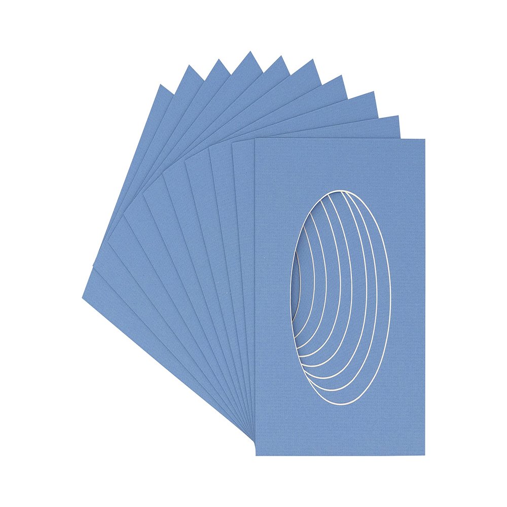 Brittany Blue Acid Free 6x7.5 Oval Picture Frame Mat with White Core Bevel Cut for 3x5 Pictures - Fits 6x7.5 Frame