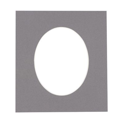 Charcoal Acid Free 6x7.5 Oval Picture Frame Mat with White Core Bevel Cut for 3x5 Pictures - Fits 6x7.5 Frame