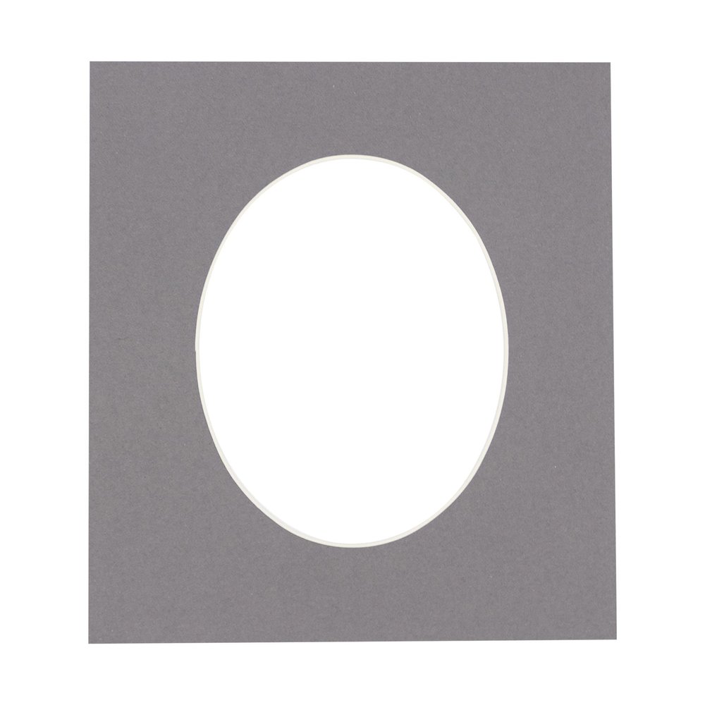 Charcoal Acid Free 6x7.5 Oval Picture Frame Mat with White Core Bevel Cut for 3x5 Pictures - Fits 6x7.5 Frame