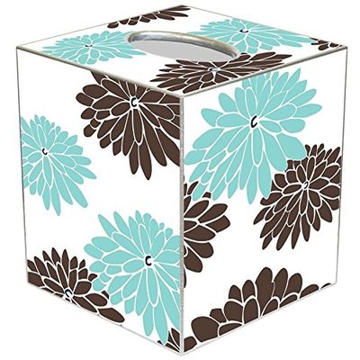 Mod Mum Brown and Blue Paper Mache Tissue Box Cover