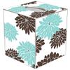 Mod Mum Brown and Blue Paper Mache Tissue Box Cover view 1