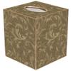 Taupe Damask Paper Mache Tissue Box Cover view 1