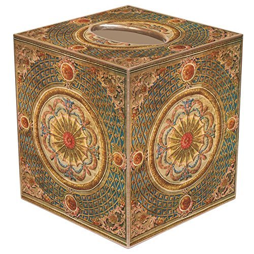 Gold Medallion Paper Mache Tissue Box Cover