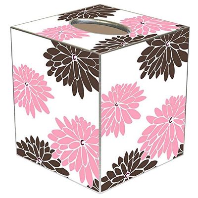 Mod Mum Pink and Brown Paper Mache Tissue Box Cover