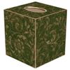 Green Damask Paper Mache Tissue Box Cover view 1