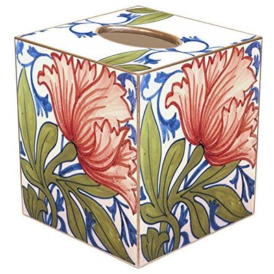 Delft Tile Poppy Paper Mache Tissue Box Cover