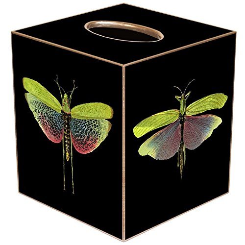 Dragonflies on Black Paper Mache Tissue Box Cover