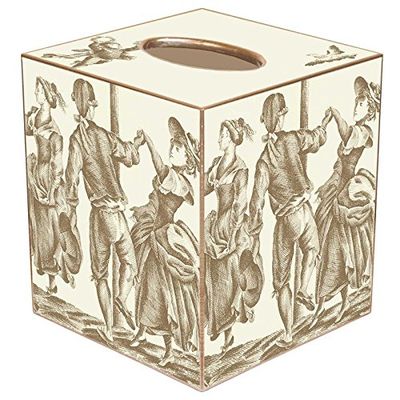 Ivory Toile Tissue Box Cover by Marye-Kelley