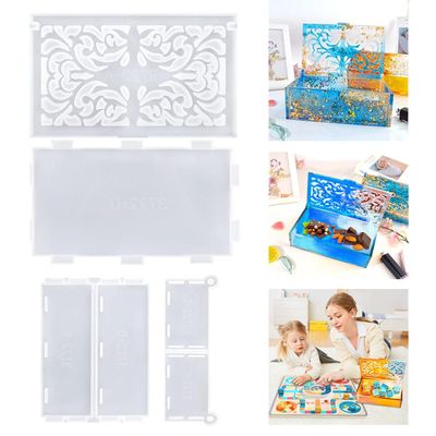 Koonafy Resin Rectangle Box Mold, Epoxy Resin Silicone Moulds with Lid Resin Moulds Storage Box, DIY Organizer for Dominoes, Cosmetic Jewelry Napkin Candy Crafts