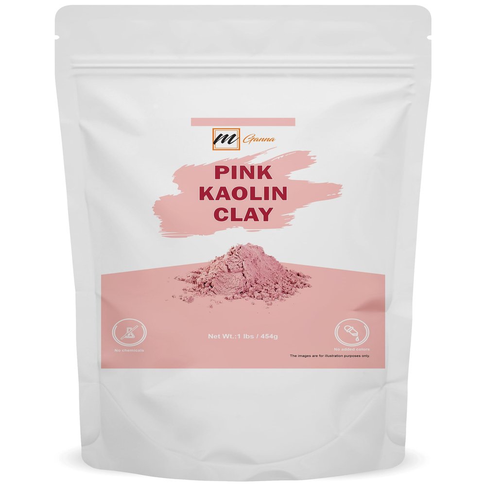 mGanna 100% Natural Rose Clay/Pink Kaolin Clay Powder (1 Pound) for Creams, Face Masks, and Soap Making 1 LBS / 454 GMS