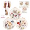 Harimau 3 Pack Embroidery Kit for Beginners , Floral Plant Pattern,Cross Stitch Kits Set , Including Stamped Embroidery Cloth with 3 Embroidery Hoops, Color Threads and Tools (Flower) view 1