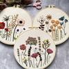 Harimau 3 Pack Embroidery Kit for Beginners , Floral Plant Pattern,Cross Stitch Kits Set , Including Stamped Embroidery Cloth with 3 Embroidery Hoops, Color Threads and Tools (Flower) view 4