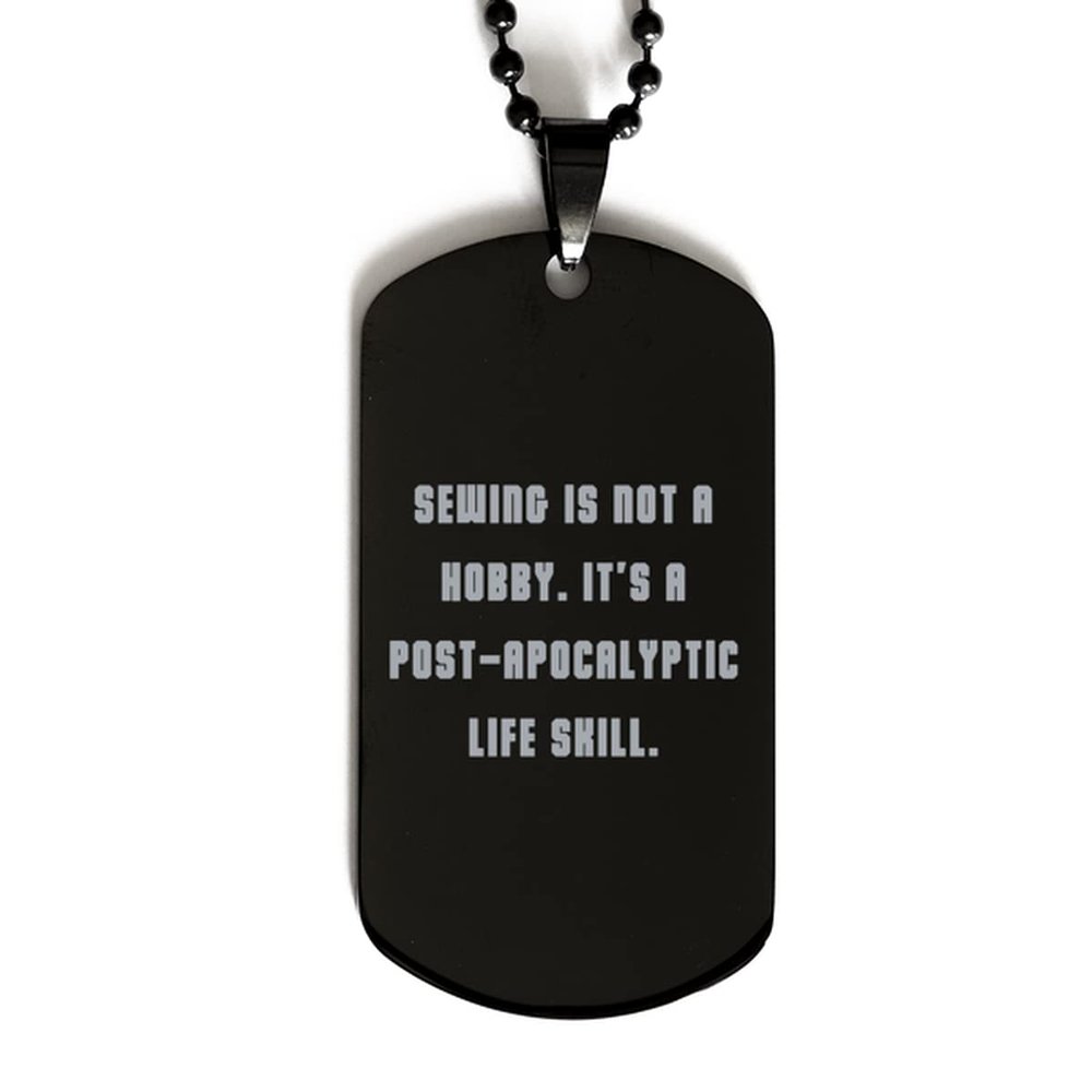 Cheap Sewing Black Dog Tag, Sewing is not a Hobby. It's a Post., Gifts for Friends, Present from, Engraved Pendant Necklace for Sewing