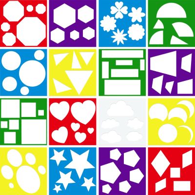 16 Pieces Stencils for Kids Geometric Shapes Children Simple Painting Stencils Colorful Drawing Templates Art Painting for Toddlers Preschooler DIY Craft(5.9 x 5.9 Inches,Classic Style)