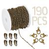 SUNNYCLUE 33 Feet Satellite Chains Brass Link Cable Necklaces Beads 100Pcs Jump Rings 60Pcs Snap on Bails 30Pcs Lobster Claw Clasps Jewelry Making Chain Set for DIY Crafts Supplies, Antique Bronze view 1