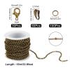 SUNNYCLUE 33 Feet Satellite Chains Brass Link Cable Necklaces Beads 100Pcs Jump Rings 60Pcs Snap on Bails 30Pcs Lobster Claw Clasps Jewelry Making Chain Set for DIY Crafts Supplies, Antique Bronze view 2