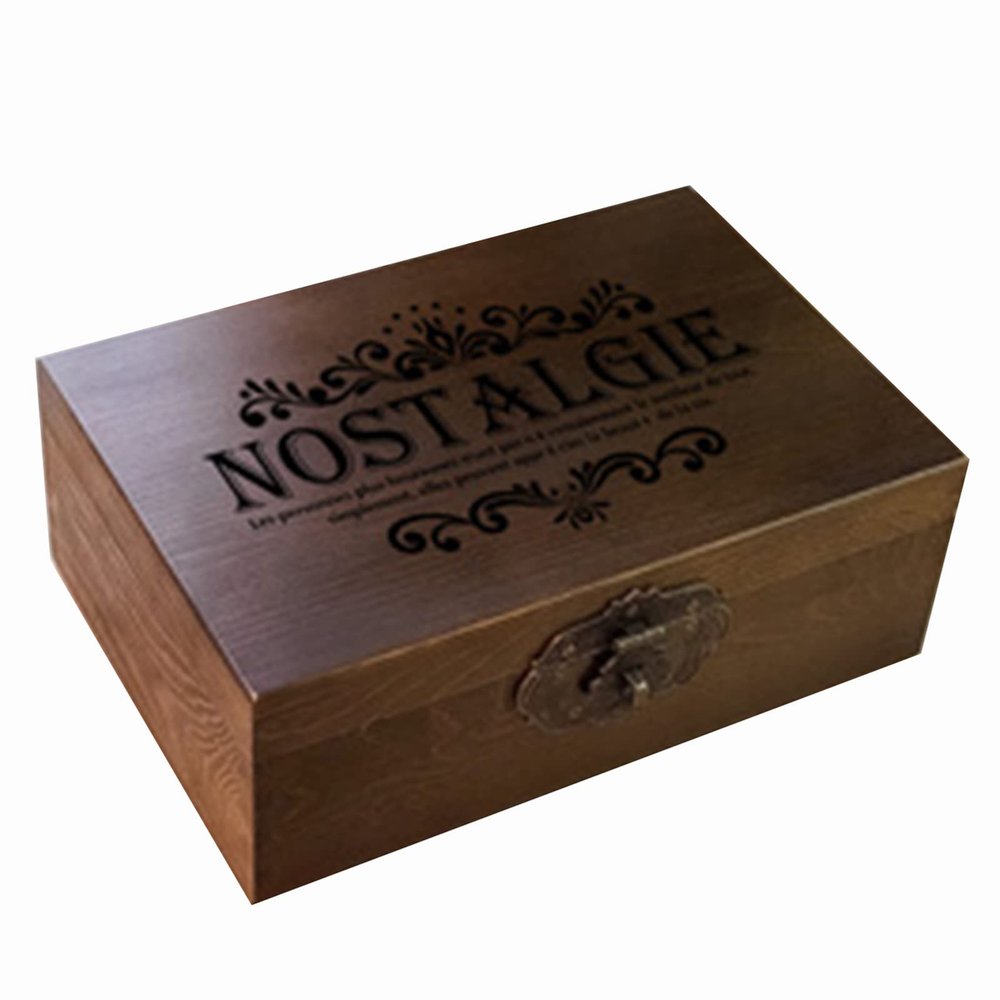XBAOMING Sewing Kit, Wooden Sewing Box, Antique Storage with Lock, European Retro Sewing Box, Storage Box,E,20X14X9