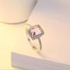 LRGKMCWTOB 925 Sterling Silver Full Pink Crystal Ring Shiny Pink Crystal Ring Square Cut 3Ct Cubic Zirconia Promise Rings CZ Pink Crystal Cocktail Rings Eternity Engagement Wedding Band Ring (US 6) view 2