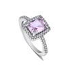 LRGKMCWTOB 925 Sterling Silver Full Pink Crystal Ring Shiny Pink Crystal Ring Square Cut 3Ct Cubic Zirconia Promise Rings CZ Pink Crystal Cocktail Rings Eternity Engagement Wedding Band Ring (US 6) view 4