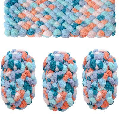 JMSL Yarn-Pom Pom Yarn-3 Packs Knitting Wool,100% Acrylic Crochet Soft Chunky Yarn for Handcrafts,450g,Style 4