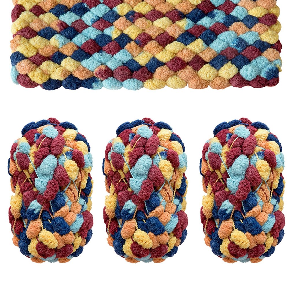 JMSL Yarn-Pom Pom Yarn-3 Packs Knitting Wool,100% Acrylic Crochet Soft Chunky Yarn for Handcrafts,450g,Style 3