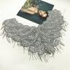 YUNSI Gold One Side Iron On Wedding Embroidered Crystal Rhinestone Collar Necklace Appliques with Fringe(Silver) view 1