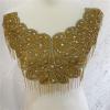 YUNSI Gold One Side Iron On Wedding Embroidered Crystal Rhinestone Collar Necklace Appliques with Fringe(Silver) view 2