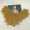 YUNSI Gold One Side Iron On Wedding Embroidered Crystal Rhinestone Collar Necklace Appliques with Fringe(Silver) view 3