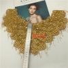 YUNSI Gold One Side Iron On Wedding Embroidered Crystal Rhinestone Collar Necklace Appliques with Fringe(Silver) view 4