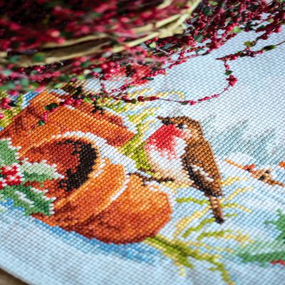 Vervaco Cross Stitch, Robin in Winter (11 Count)