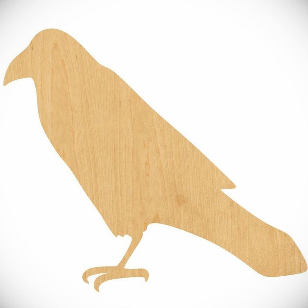 4" Raven Laser Cut Out Wood Shape Craft Supply Unfinished Ornament for Painting DIY Craft Projects Woodcraft Cutout 1/4 Inch Thickness