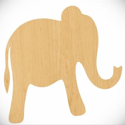 4" Simple Elephant Laser Cut Out Wood Shape Craft Supply Unfinished Ornament for Painting DIY Craft Projects Woodcraft Cutout 1/4 Inch Thickness