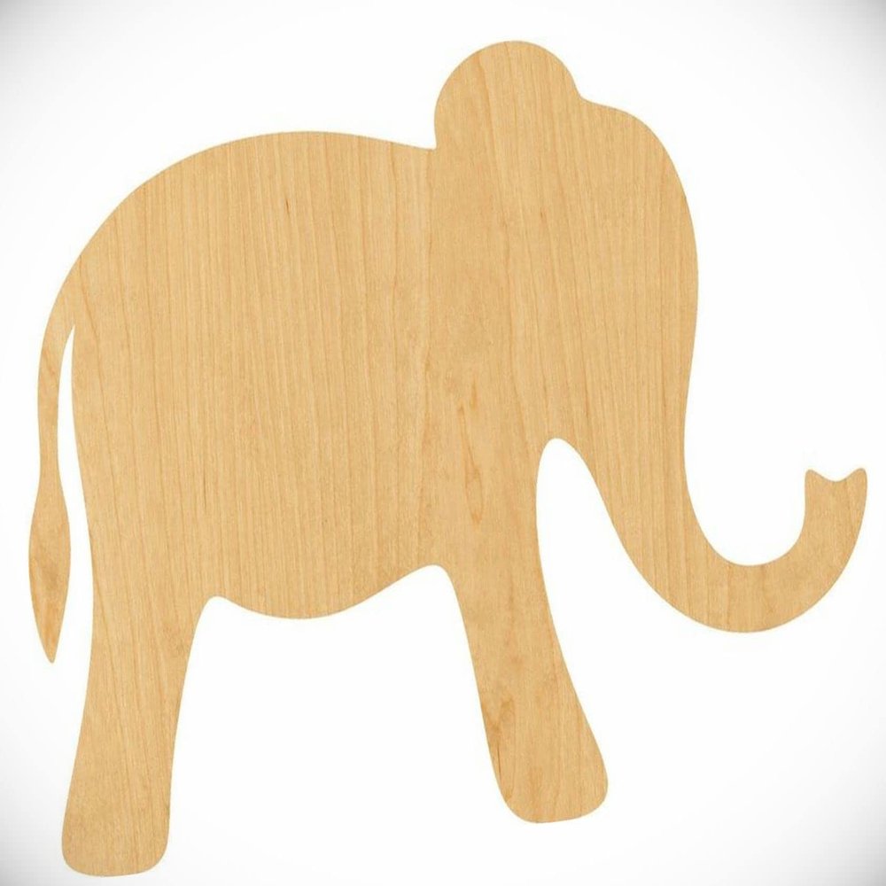 4" Simple Elephant Laser Cut Out Wood Shape Craft Supply Unfinished Ornament for Painting DIY Craft Projects Woodcraft Cutout 1/4 Inch Thickness