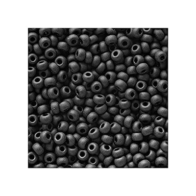 0.71oz Rocailles PRECIOSA Seed Beads 10/0 (Approx. 2.3 mm), Black Matte