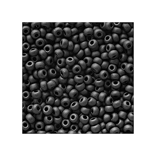 0.71oz Rocailles PRECIOSA Seed Beads 10/0 (Approx. 2.3 mm), Black Matte