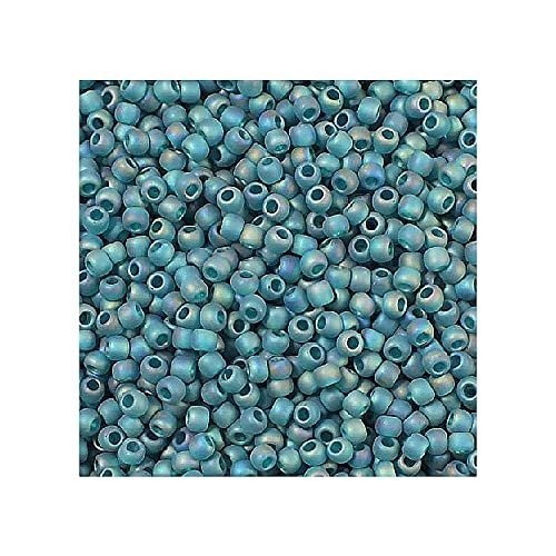 10 g TOHO Round Seed Beads Rocailles, Size 11/0, Trans Rainbow Frosted Teal (# 167BDF), Japan, Glass