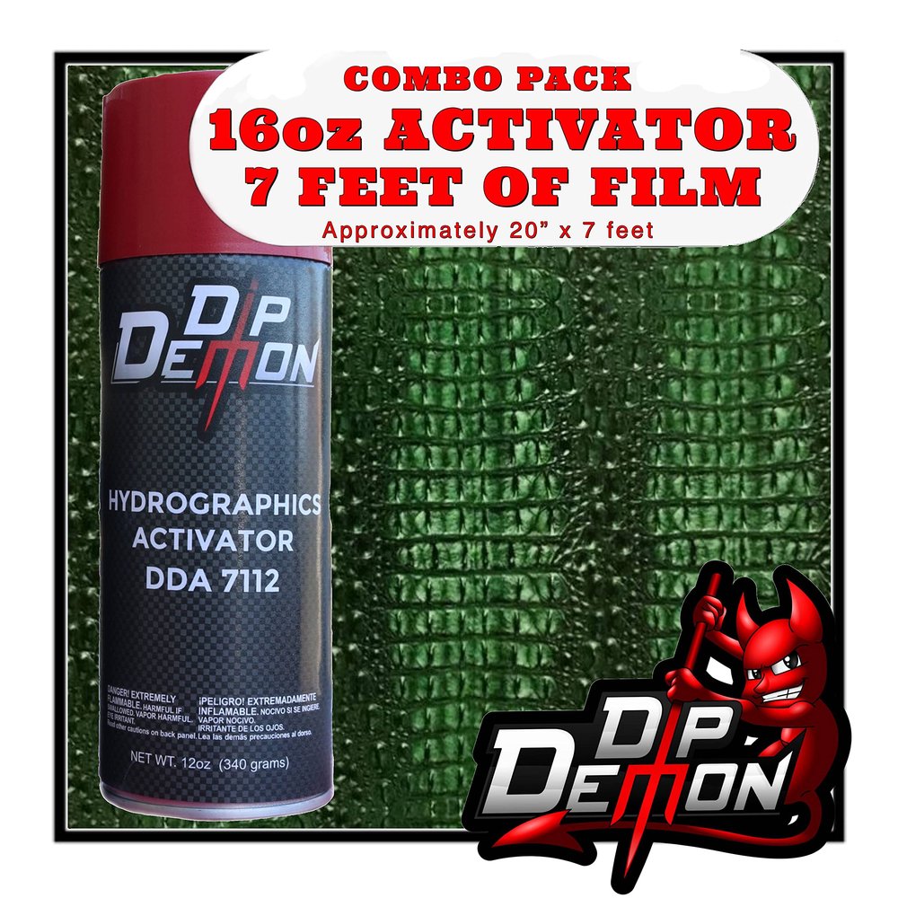 Hydrographic Film Activator Combo Kit Green Gator Skin Hydro Dipping 16oz Dip Demon