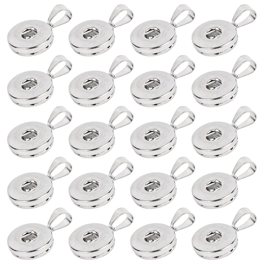 Framendino, 20 Pack 18mm Hang Snap Base Pendants Charms Metal Alloy Button for Interchangeable Snaps Bracelets Necklaces Jewelry Making