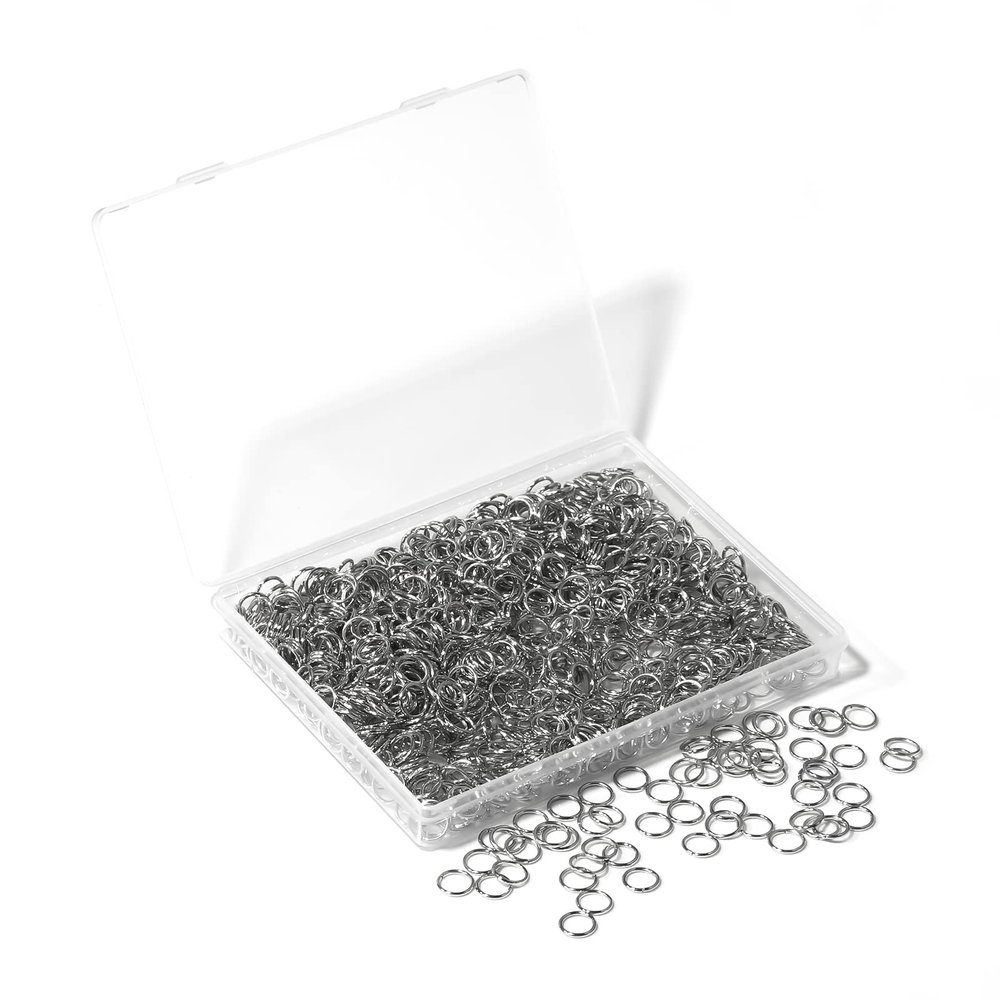 1000 Pcs 8mm Open Jump Rings Rhodium Plated Jump Rings for Jewelry Making Iron Made Single Ring Bulk for DIY Craft Earring Necklace Bracelet Pendant Choker Jewelry Making Finding