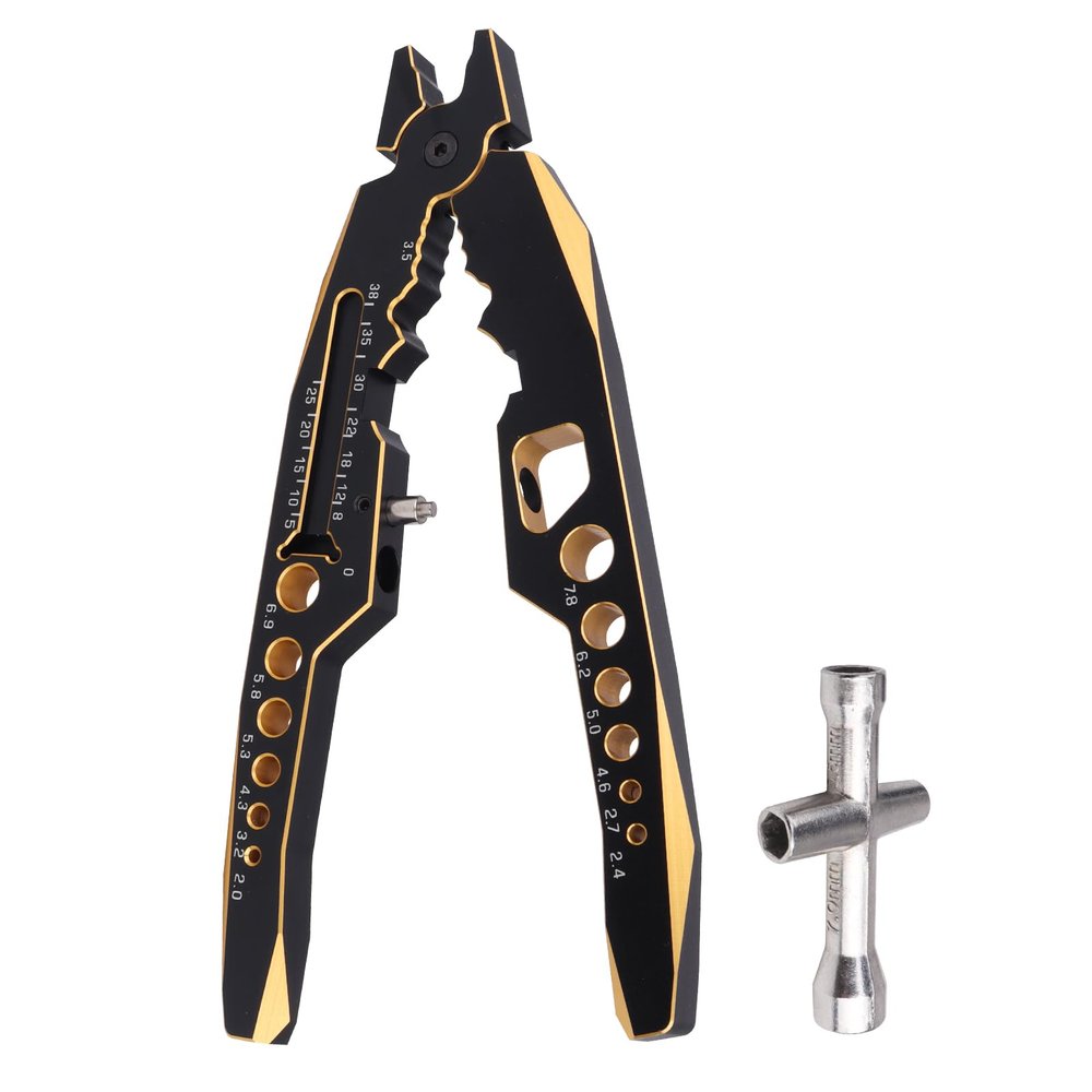AllinRC AllinRC RC Shock Pliers Multifunction Shocks Tools Rod Ball Clamp RC Shock Shaft Pliers for Traxxas Arrma Axial Redcat Hpi Cars Trucks Crawler Buggy On/Off Road (Black gold)