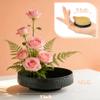 Japanese Ikebana Vase Kit Flower Frog Japanese Flower Arranging Supplies Flower Container with Needle Straightening Tool & Kenzan - 2.4inch Floral Frog (Ikebana Bowl - Hammering Pattern) view 2