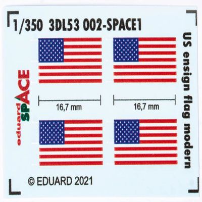 Eduard 1/350 Space Current US Navy Flag 3D Decal Plastic Model Decal EDU3DL53002