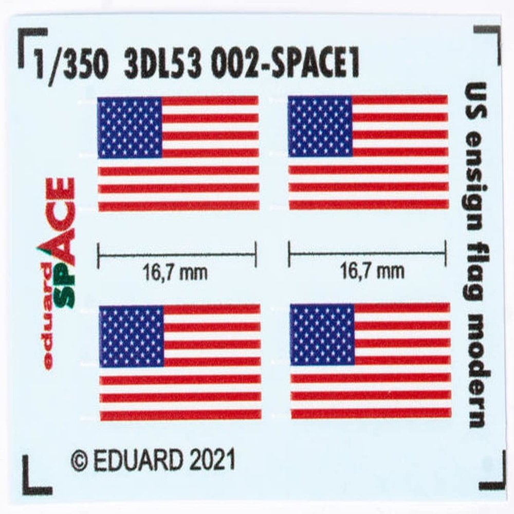 Eduard 1/350 Space Current US Navy Flag 3D Decal Plastic Model Decal EDU3DL53002