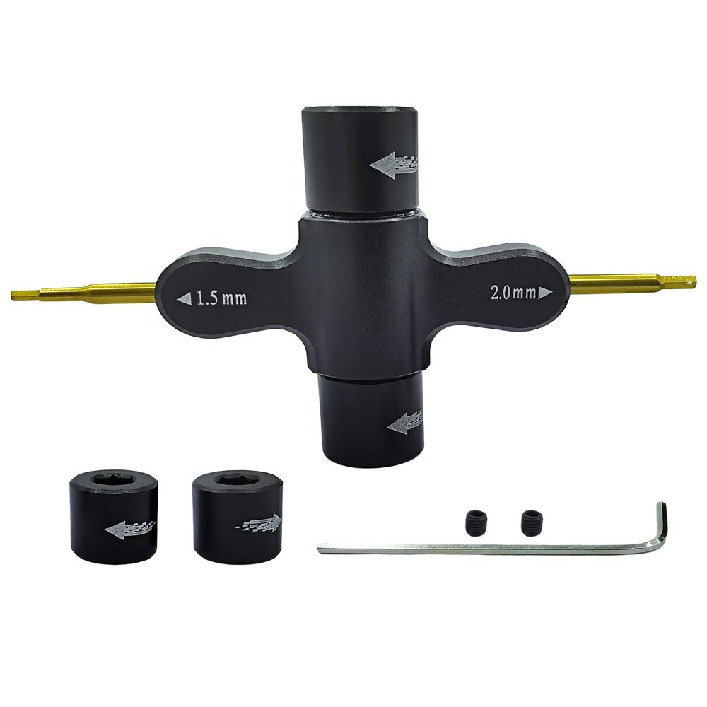 HOPLEX Multifunctional Quick Release Wrench Tool M5 M3 Wrench 1.5mm/2mm screwdriver with Built in One Way Bearing Tool for RC Drone FPV Racing