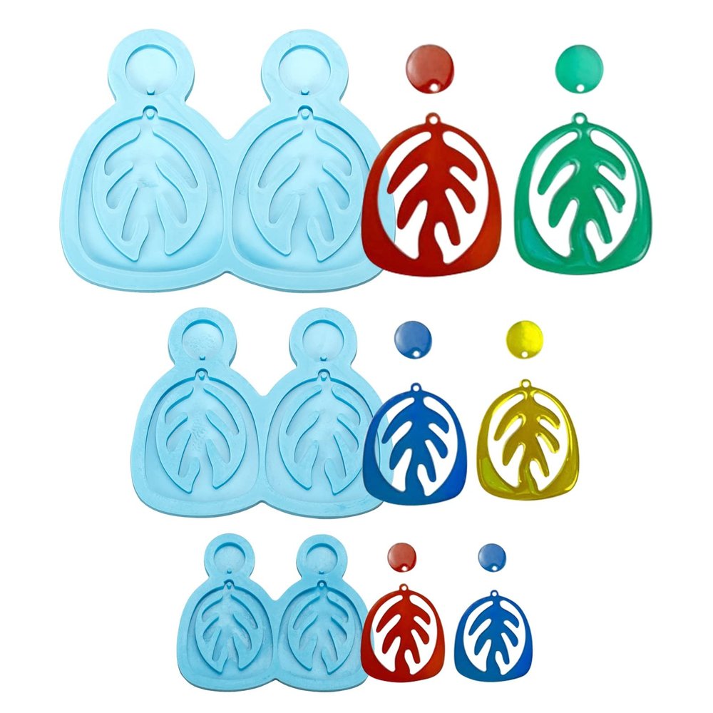 Boutigem 3pcs Jewelry Casting Mold Leaf Shape Earring Silicone Resin Mould for DIY Jewelry Crafts Keychain Earring