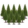 Veemoon 15Pcs 6/8/ 10 CM Mini Christmas Trees Miniature Pine Trees with Wood Base for Miniature Scene Christmas Decoration DIY Green Scenery Landscape view 1