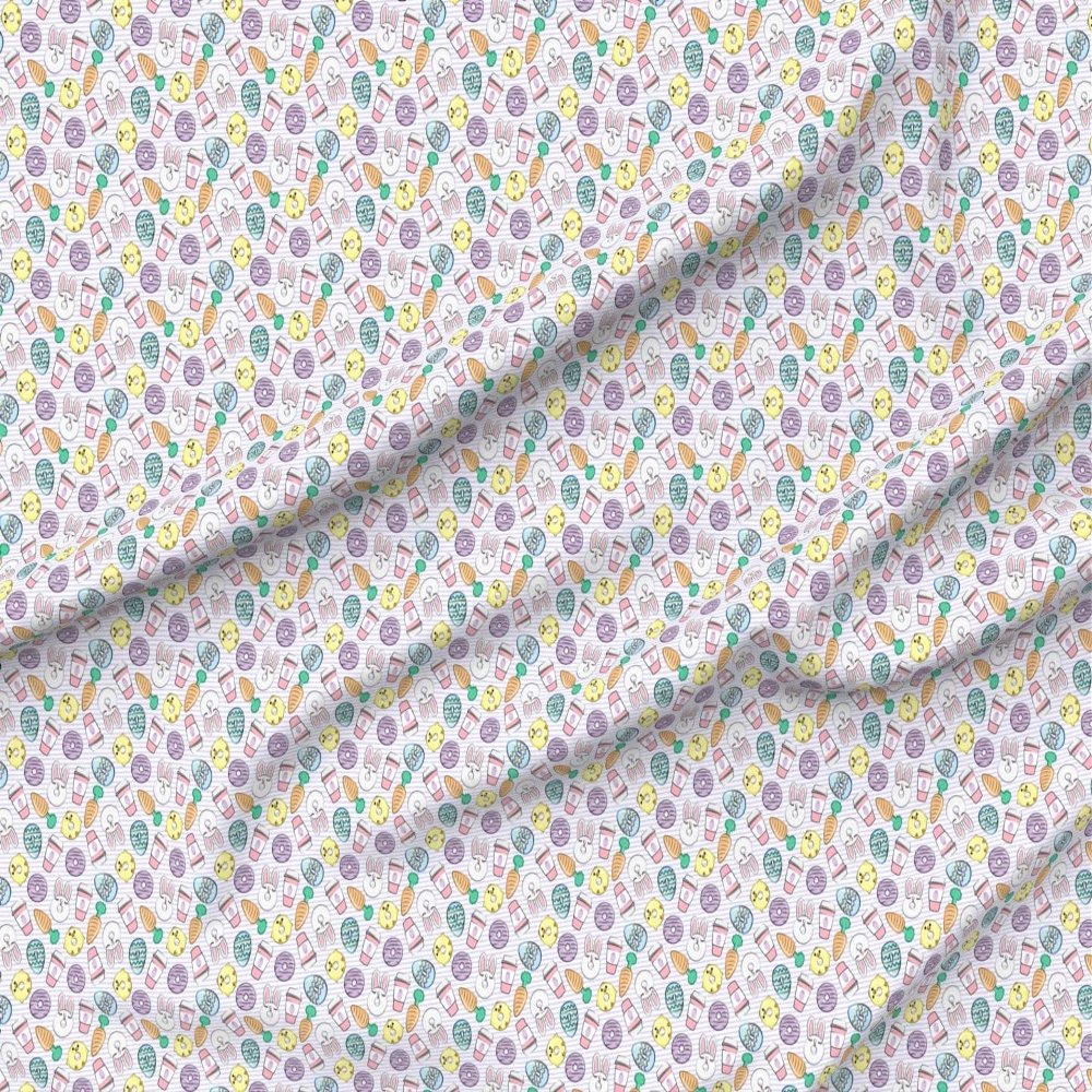 Spoonflower Fabric - Small Scale Easter Donuts Coffee Purple Stripes Spring Bunny Rabbit Printed on Minky Fabric by The Yard - Sewing Baby Blankets Quilt Backing Plush