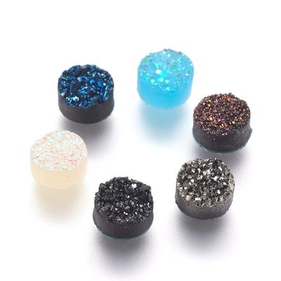 10 pcs Assortment of Druzy Resin Embellishment Cabochons - Diameter: 6mm - Variety - Mix of Colors! 4mm Thick