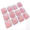 10 pcs Druzy Resin Embellishment Cabochons Pink Multicolor AB - 12mm - Square - Dome Style view 1